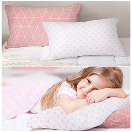 Toddler Pillowcase - 100% Cotton 2 Pieces of Envelope Pillowcase Fits Size 18x13 and 16x12 Inch Pillow Case for Baby Girl Crib Child Bed, Travel, Soft and Comfotable Bedding Set