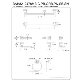 Kingston Brass BAH8212478SB Concord 5-Piece Bathroom Accessory Set, Brushed Brass