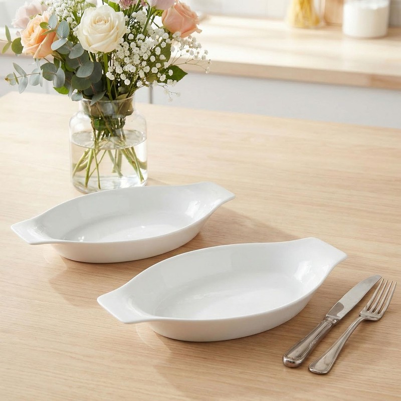 jinsongdafa 5 x 8 Inch Ceramic Oval Au Gratin Baking