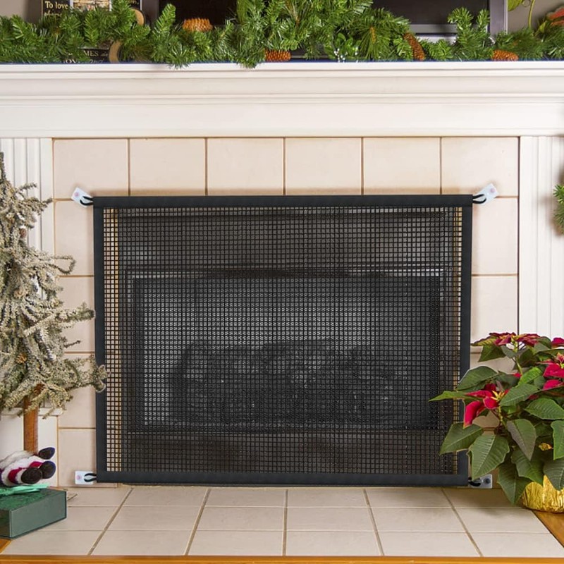 Fireplace Screen Safe Mesh Gate: Child Proof Barrier Guard Living