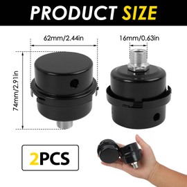 2 Stück Kompressor Schalldämpfer Filter, Luftfilter für Kompressoren, 3/8" 16mm Metall Ansauggewinde, Langlebig und Staubdicht, Ideal für Luftkompressor Ersatzteile und Zubehör luftfilter kompressor