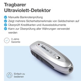 Safescan 35 tragbarer Geldscheinprüfer zu schnellen Prüfung von Banknoten, Kreditkarten und Ausweisen - Geldscheinprüfer mit UV-Licht - UV-Licht Geldscheinprüfer