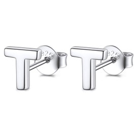 FOCALOOK Stud Earrings for Women Sterling Silver T Initial Stud Small Letter Earrings for Teengirls Hypoallergenic Earring for Party Prom