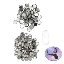 100 Sets Blank Button Badge Parts Set Round Shape Rust Prevention Easy Print Button Pin Badge Kit for Button Making Machine 25mm/1.0in