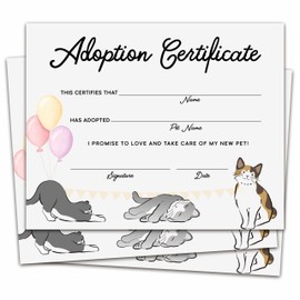 Gihyan Cat Kitten Adoption Certificate, Colorful Cat Certificates of Adoption, Adopt Cat Gifts for Cat Birthday Parties, Adopting A Pet Party Favors Supplies, 10 Pcs Pet Adoption Certificates -09