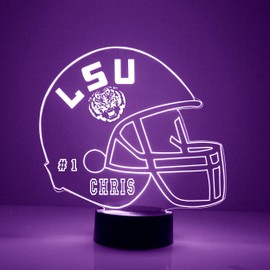 Mirror Magic Store LSU Tigers College Football Helmet LED Lamp/Night Light for Sports Fans - Personalize for Free