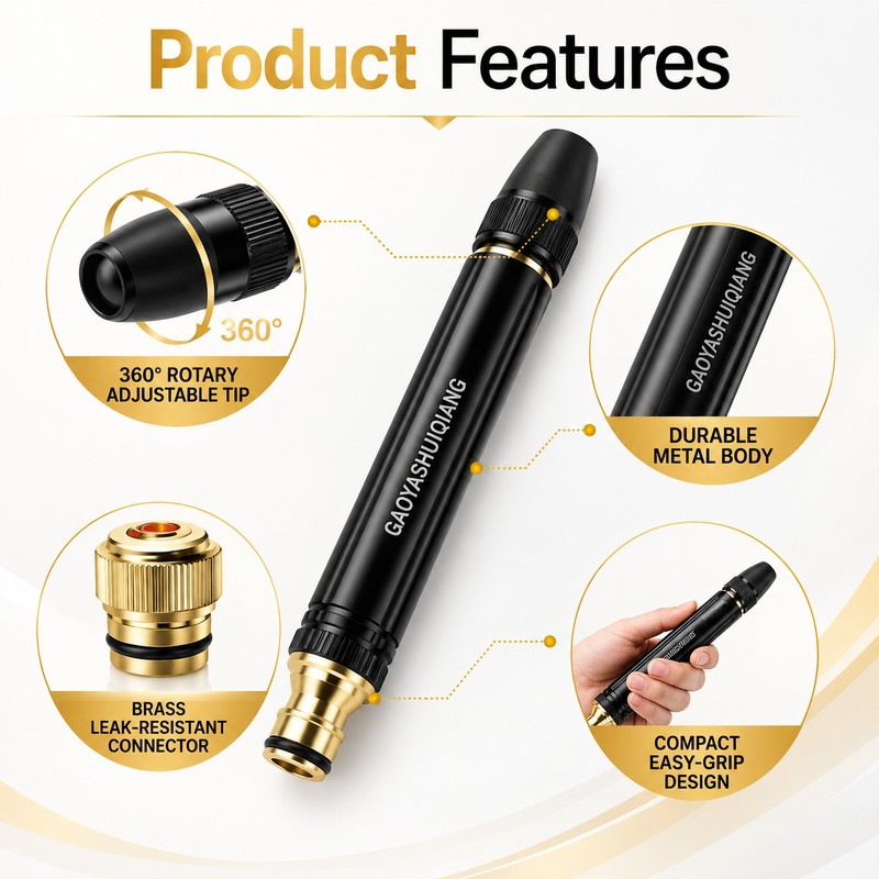 Metal Garden Hose Nozzle with Adjustable Jet-to-Mist Spray for Car