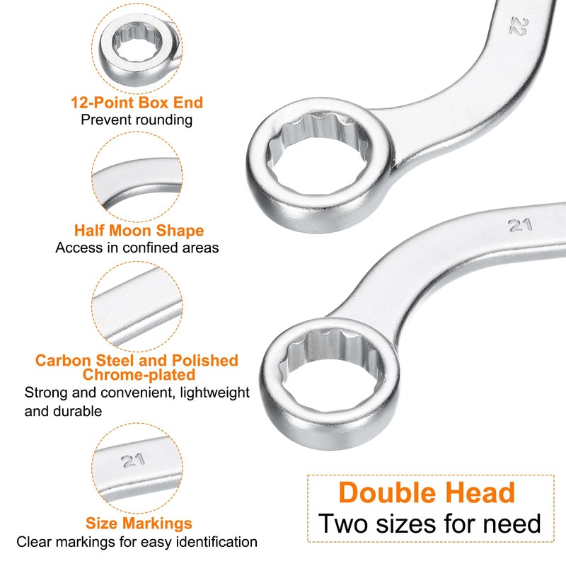 sourcing map Half Moon Double Box Wrench Metric 21mm x