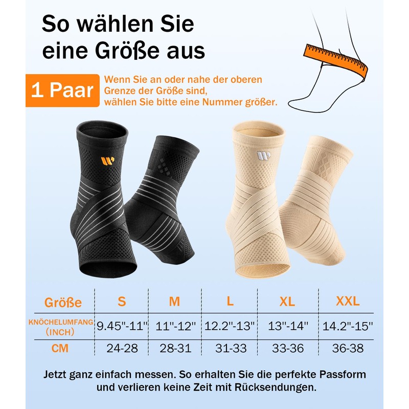 WHCOOL Ankle Support 1 Pair, Knitted Bandage with 30% Wider