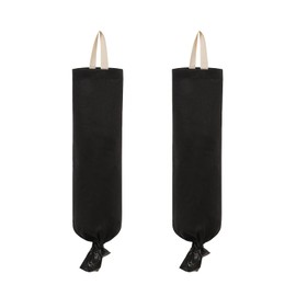 HSOFTIFY 100% Linen Plastic Bag Holder 2 Pcs with Hanging Loop, Black