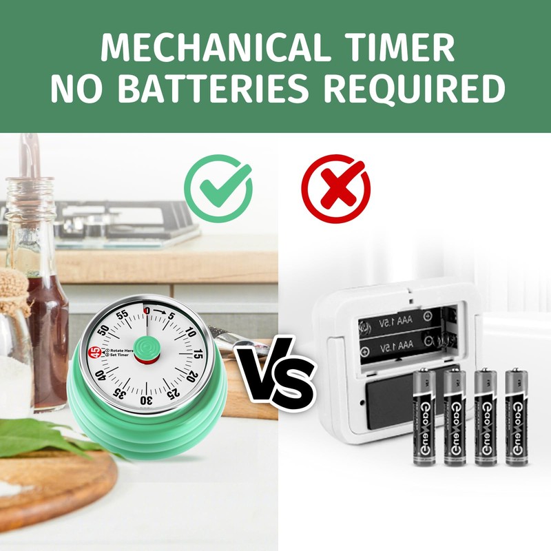 Mechanical Kitchen Timer, 60 Minute Visual Timers for Home Cooking