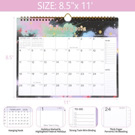 2026-2027 Wall Calendar, Calendar 2026-2027, 18 Monthly Wall Calendar from January 2026 to June 2027, 11 x 8.5 Inches Thick Paper, Large Ruled Blocks Monthly Calendar, for Home or Office Easy Organizing (Color1)