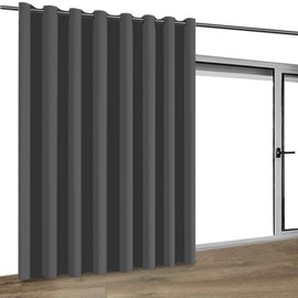 Turquoize Blackout Curtains Extra Wide Sliding Door Curtains for Living Room 108 Inches Thermal Insulated Patio Door Curtain Panel Grommet Window Treatment Curtain, 1 Panel(100Wx108L, Charcoal Gray)