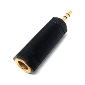 DRUT 1pcs 3.5mm Stereo Jack to 6.35mm Stereo Socket Cable TRS Adapter Converter (Black Gold)