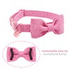 DOGWONG Cotton Dog Collar with Bow Pink Pet Collar Durable
