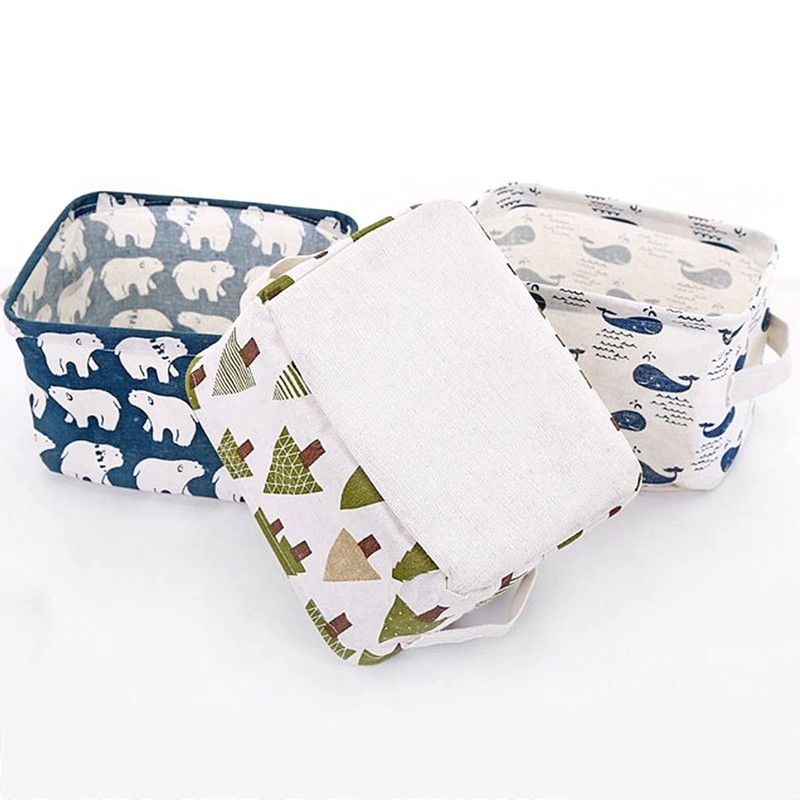 ZEACCT 4 Pack Storage Baskets small,Foldable Mini Square Storage Bins