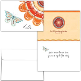 Shared Blessings Hello Butterfly 1 Count Thinking of You Greeting Card with KJV Scripture Numbers Bible Verse