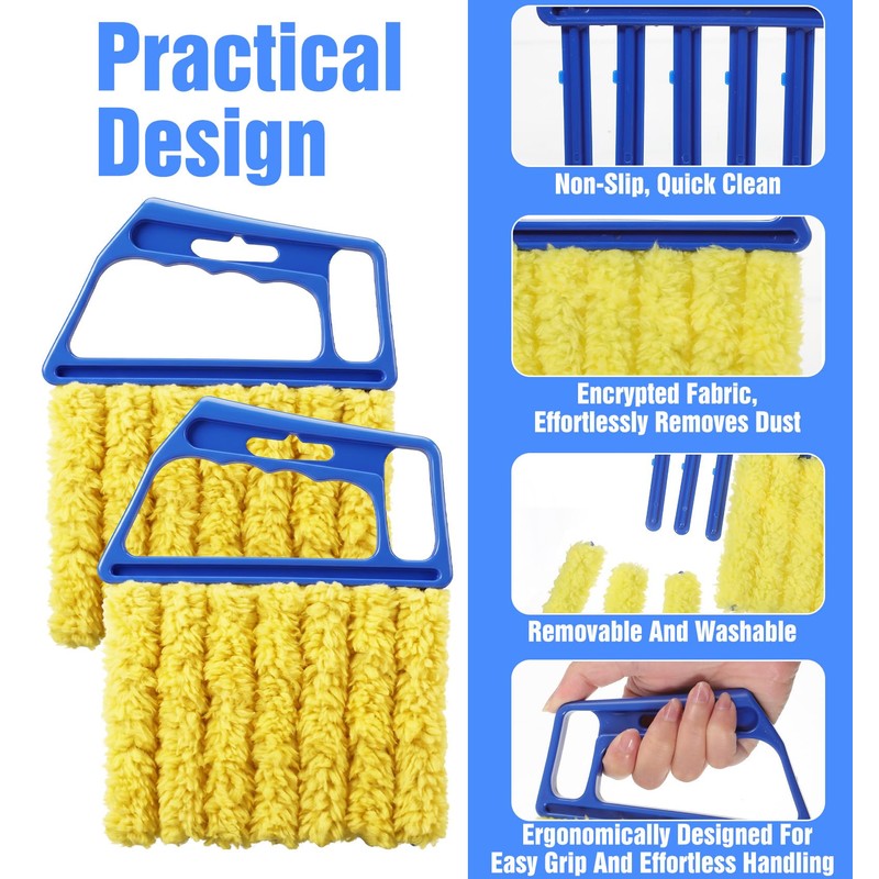 2 Pcs Blind Duster for Wood Blinds, 7 Finger Blind