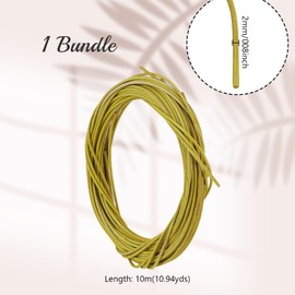 AHANDMAKER 10M/32ft Basket Weaving Round Strand 2mm Natural Rattan Wicker Strips for Basket Furniture Making Chair Weaving Repairing DIY Craft, Yellow Green