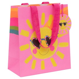 Glick Luxury Gift Bag, Sunshine Medium Gift Bag, Sunshine Gift Bag, Birthday Gift Bag, Unisex, 200 x 225 x 100mm, Pink & Yellow