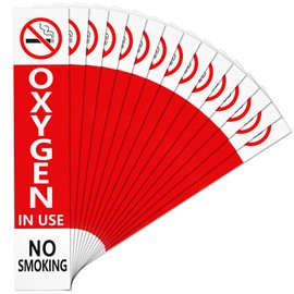 Kingdder 15 Pcs Oxygen in Use Magnetic Sign 10"x2" Large No Smoking Safety Tags Labels for Home Hospitals Clinics Nursing Room Laboratories Door Display, Magnetic Surface PVC Coating (Classic)