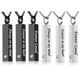 6 Pieces Crystal Silver Black Urn Necklace for Ashes Memorial Cremation Urn Jewelry Bar Locket Keepsake Cube Ashes Necklace for Women Men - Funnel Kit & Flannel Bag (6Pcs necklace)
