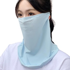 VEVE & MIKI Face Mask, UV Protection, A-Shaped, UV Protection, Antibacterial, Deodorizing, UPF50+, 360° Face & Neck Sun Protection, Warmer, Sun Protection, with breathing holes, blue