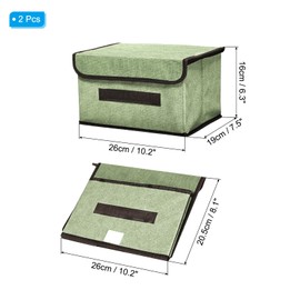 PATIKIL Fabric Collapsible Storage Bin 10.2 x 7.5 x 6.3 Inch, 2 Pcs Foldable Storage Box Cube with Lids and Handle Organizer Container for Home Bedroom Closet Clothes, Light Green
