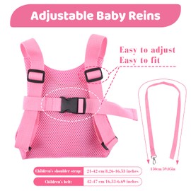 Baby Reins, Toddler Reins for Walking 1 Years, Pink Cute Horse Toddler Harness for Anti-Falls and Anti-Lost, Safety Toddler Harness,Baby Walking Harness for Toddlers Girls