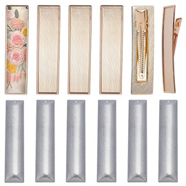 FREEBLOSS 6Pcs Blank Hair Clip Base For Hand Embroidery Blank Bezel Trays Metal Clip Base with Cover for Embroidery Jewelry Making Supplies Bezel Settings