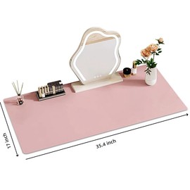 Metui Silicone Double-Sided Makeup mat, Waterproof, Non-Slip Vanity Desk pad for Home/Decor,Large Dresser Cover Top Mats, Silicone Vanity Desk mat for top Protector. (35.4"*17", Pink)