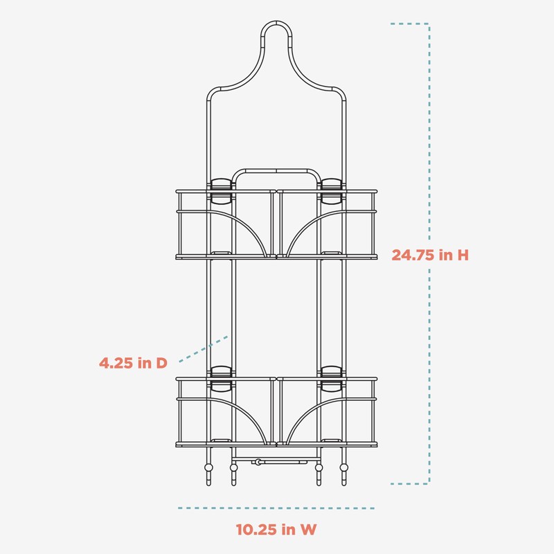 Zenna Home Hanging Shower Caddy for Handheld Shower Heads, Over