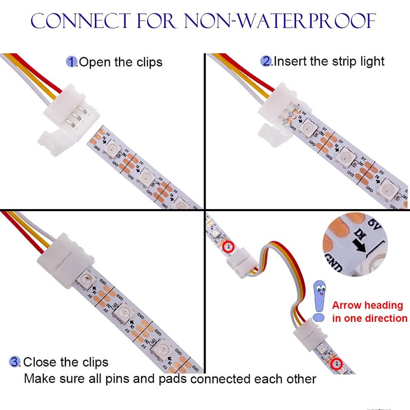 FSJEE 3 Pin LED Strip Connector Kit, Include LED Corner