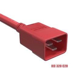 CableLeader 6ft IEC320 C20 to C13 Power Cord, 14AWG, 15A/250V, SJT, Power Extension Cord for PDUs, UPS Systems, Servers, Computer, Monitor & More, UL Listed, Red