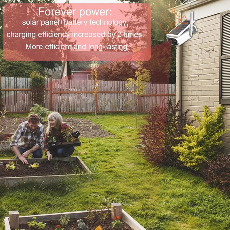 Outdoor Wireless Solar Security Camera with WiFi, Solar Panel, Night