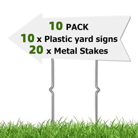 10 Pack 17 x 6 Inches Blank Arrow Signs With Stakes White Wedding Directional Yard Signs This Way Arrow Birthday Party Signs Guidepost Decorations