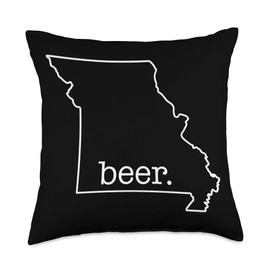 Beer Micro Brewery Drink Local Beer Drinker Tshirt Craft Lover Beer State of Missouri Men Women Throw Pillow, 18x18, Multicolor