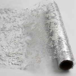 2 x Silver Table Runner 275cm, 28cm Width Hollow Metallic Glitter Sequin Polyester & foil Table Runner For Table Decoration Party Wedding Christmas Birthday Table Decor