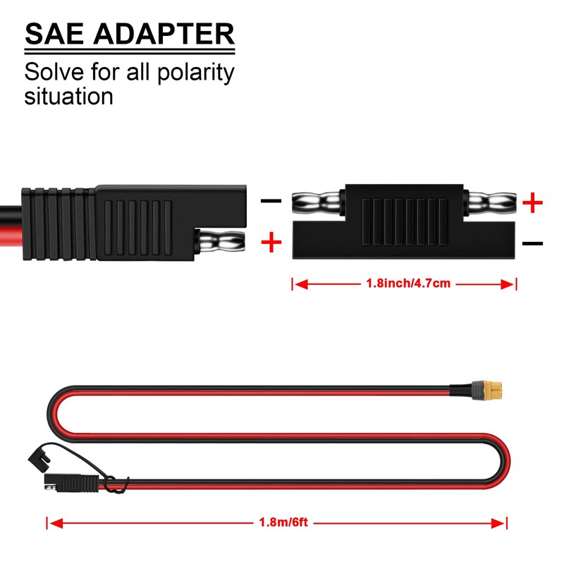 iGreely SAE to XT60 Connector Cable Solar Panel Adapter for