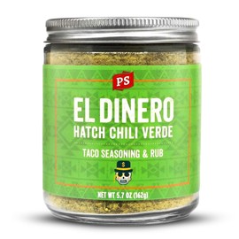 PS Seasoning El Dinero Taco Seasoning Mix - Hatch Chili Verde and Jalapeno Blend, Dry BBQ Rub for Tacos, Beans, Casserole, Chicken, Pork, Beef - Mexican Seasoning BBQ Rub for Smoking and Grilling