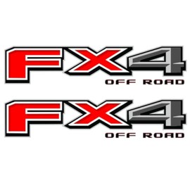 GOLD HOOK FX4 Off Road Bedside Decals Compatible with Ford F-150 F-250 F-350 - Premium Series Metallic Finish - Red and Grey - Set of 2