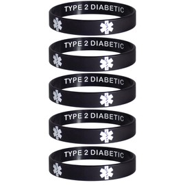 Max Petals TYPE 2 Medical Alert ID Privacy Enhanced Silicone Bracelets BLACK 5 Pack