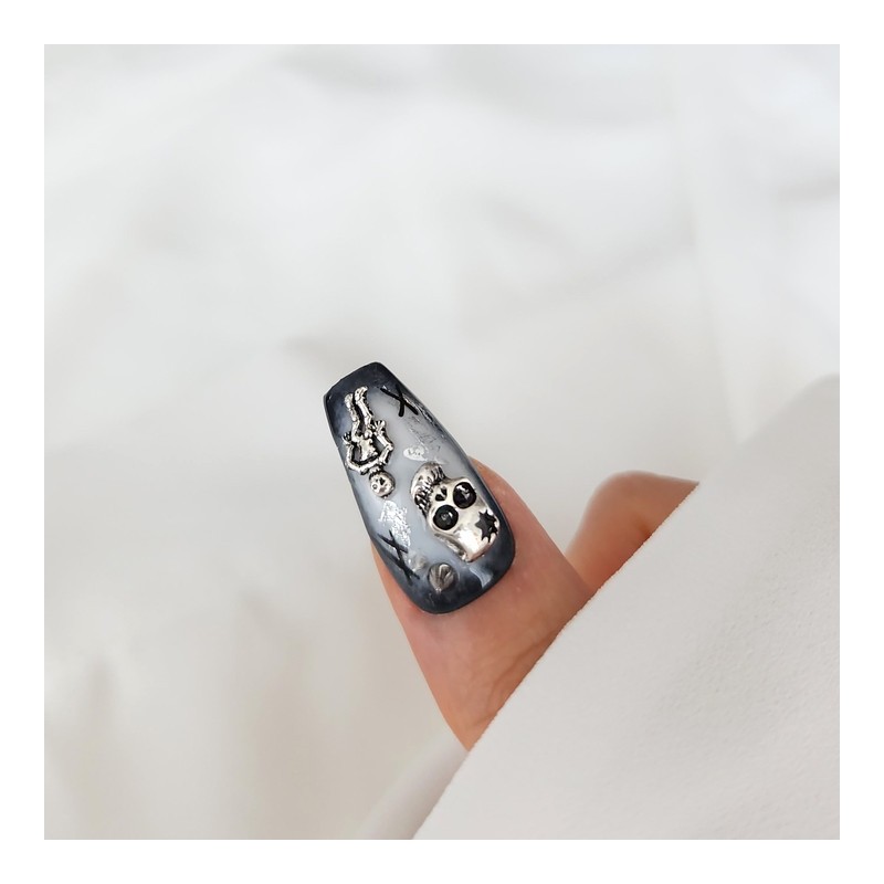 Skeleton Metal Handmade Nail Tips - Square / 스켈레톤 메탈