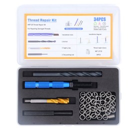 34Pcs Metric Thread Repair Insert Kit Stainless Steel M8 X 1.25 X 2D Thread Insert Installation Tool