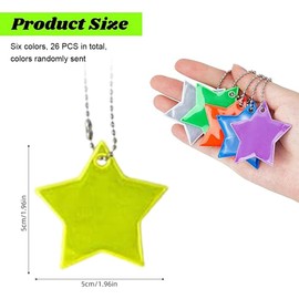26 Pieces Safety Reflector Pendant, Children's Reflector Pendant, Star Safety Reflector for School Bag, Backpack, Cycling, Walking, Running, Reflectors, Children, Lucky Charm, Children's Reflector