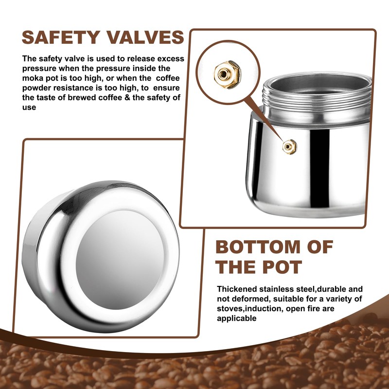 DITOSH 6 Cup Stovetop Espresso Maker Stainless Steel Moka Pot