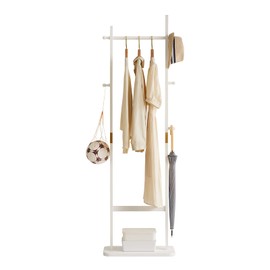Aibiju Clothing Rack for Hanging Clothes, White Freestanding Clothes Rack Heavy Duty, Small Hanging Rack Hall Tree, Very Sturdy Coat Rack Stand White USYD-201
