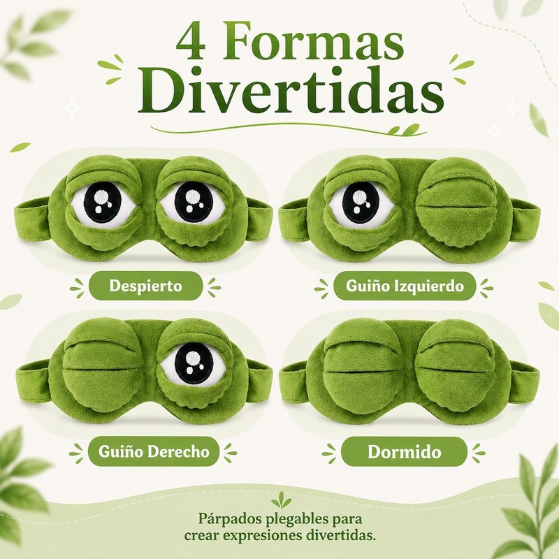3D Frog Sleep Mask, Frog Eye Mask for Sleeping, Adjustable