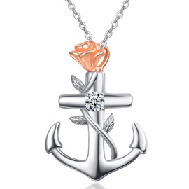 KINGWHYTE 925 Sterling Silver Anchor Urn Necklaces for Ashes
