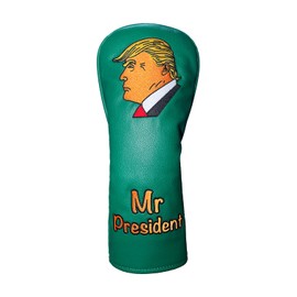 Mr. President Trump Golf Club Driver Head Cover - Durable PU, Funny, Premium Leather, White/Green (Green,Driver)